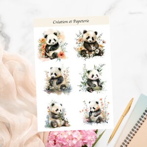 Pandas Autocollants/Autocollants Agenda Bujo/Autocollants Journaling