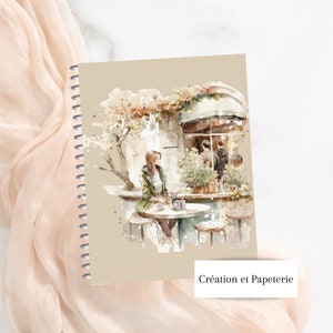 Notebook Spring Europe /Cahier de notes Printemps à Paris/Carnet de notes spirale/Papeterie/Cahier de notes lignées/notebook watercolors