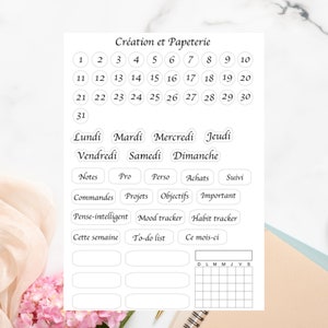 Le Basique-Feuille autocollants Agenda Bullet Journal,Journaling Stickers,Minimaliste Papeterie Planificateur