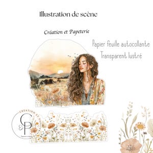 Scène été boho autocollants transparent lustré