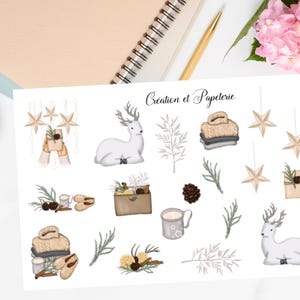 Renne de Noel Autocollants pour Agenda,Papeterie,Reindeer Stickers Planner,Planification quotidienne hiver