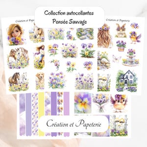 Wild Pansy Sticker Sheets Set,Weekly Planner Agenda,Stationery
