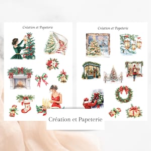 Kit D'Autocollants Noel Classique,Papeterie Agenda pour Le Temps Des Fêtes,Journaling Christmas