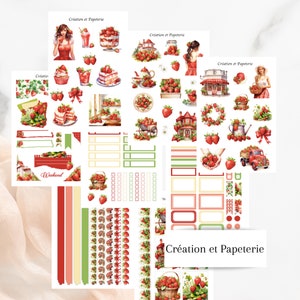 Kit D'autocollants Fraises en folie,Strawberries kit,Planification Quotidienne,Journaling,Agenda