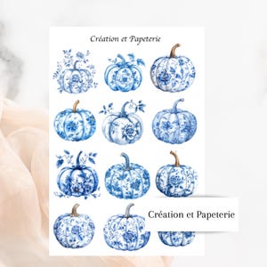 Citrouilles French Floral Blue,Papeterie decorative agenda planification hebdomadaire