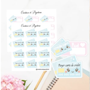 Autocollants kawaii payer carte de crédit,paiement,bureau,stickers,bullet journal,agenda,planner,fonctionnel