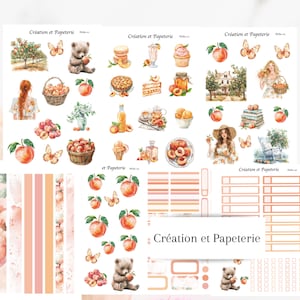 Kit D'autocollants Pêches en folie,Planification Quotidienne Agenda,Journaling/Peaches stickers collection