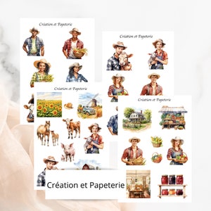 Kit D'autocollants À La Ferme,Ensemble de papeterie pour journaling,Agenda Planification Quotidienne