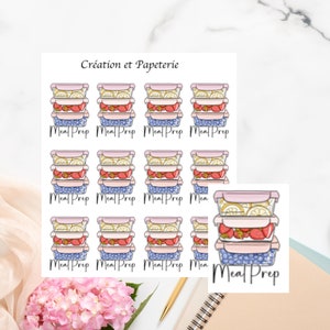 Icone Meal Prep Planner Stickers,Feuille Autocollants Planification,Papeterie Agenda Bujo,Stickers Watercolor