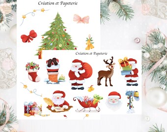 Santa Claus Stickers Agenda Bullet Journal,Planner Stickers,Sticking Journaling,Watercolor,Watercolor Winter,Christmas Time