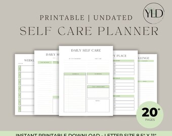 Self-Care Planner Printable| Daily Weekly Planner | Self-Love Journal | Gratitude Worksheet | Mindfulness Journal | Wellness Planner Bundle