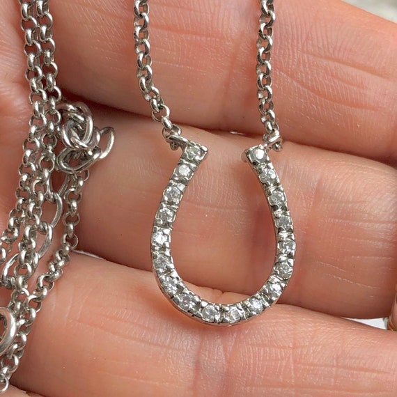 925 STERLING SILVER DESIGNERS "HORSE SHOE"" NECKLACE PENDANT W/ .75 CT DIAMOND 925 STERLING SILVER DESIGNERS "HORSE SHOE"" NECKLACE PENDANT W/ .75 CT DIAMOND