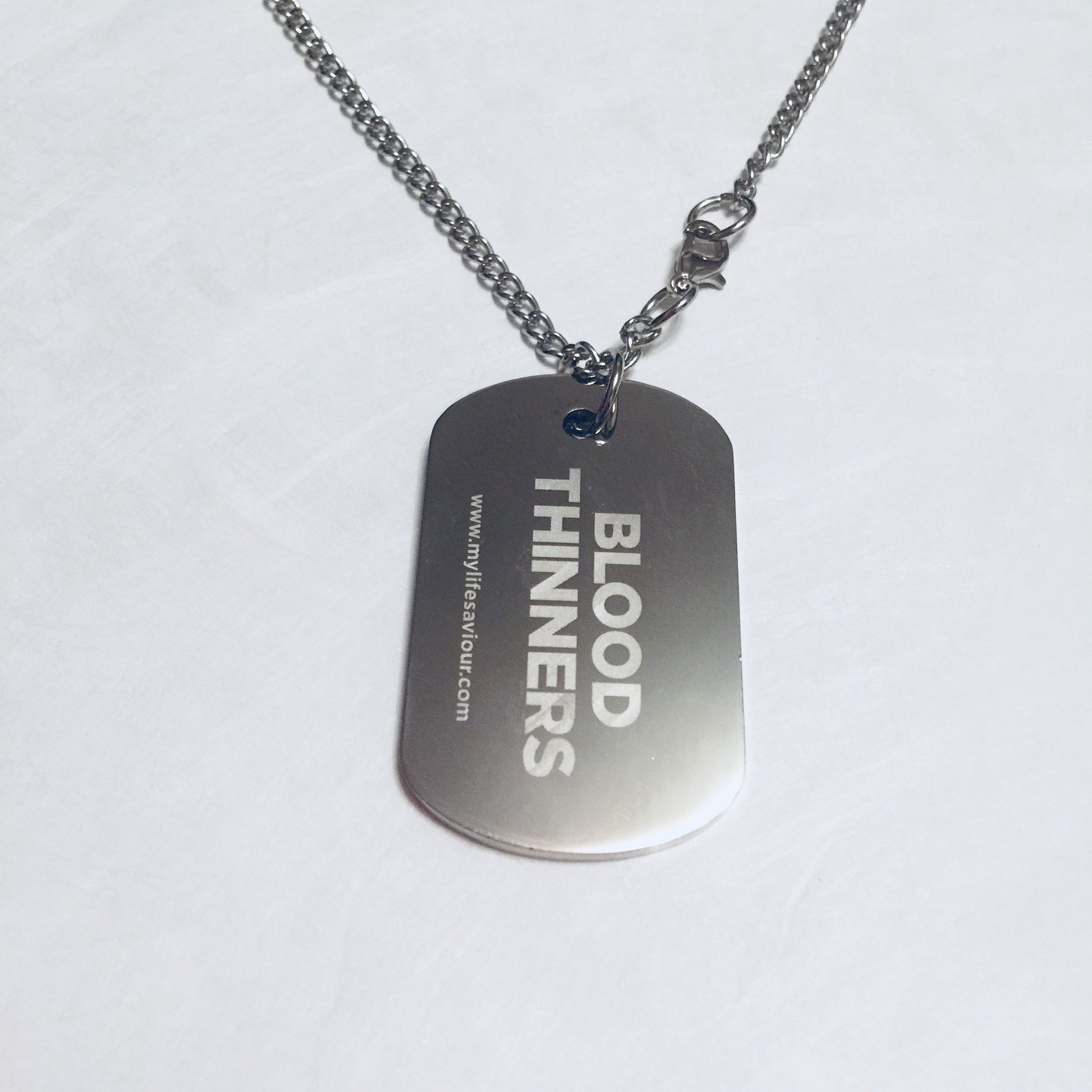 Blood Thinners Medical Allergy Emergency Necklace Dog Tag in Etsy
