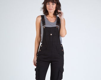 cotton black dungarees