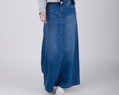 Womens Long Stonewash Denim Skirt