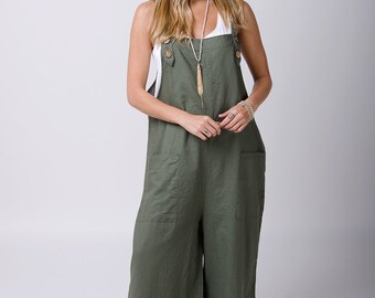 baggy linen dungarees