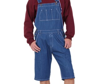 mens denim dungaree shorts
