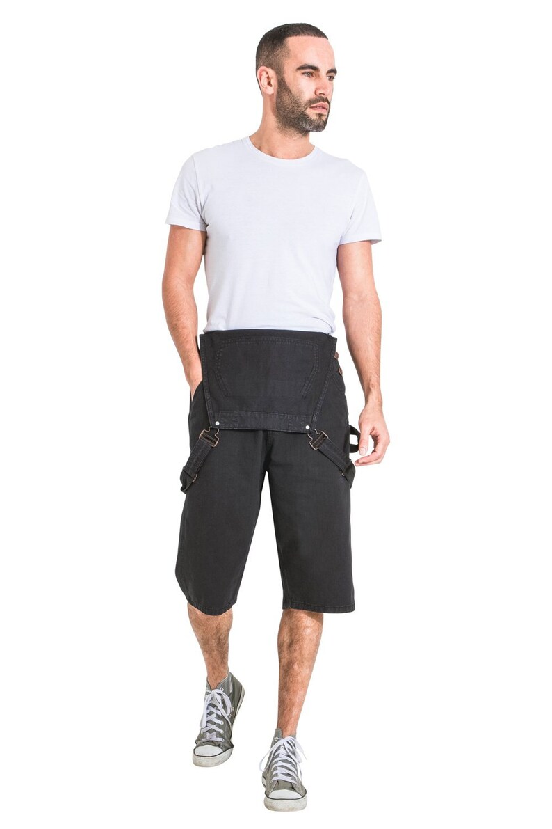 Blake Mens Dungaree Shorts Black Etsy