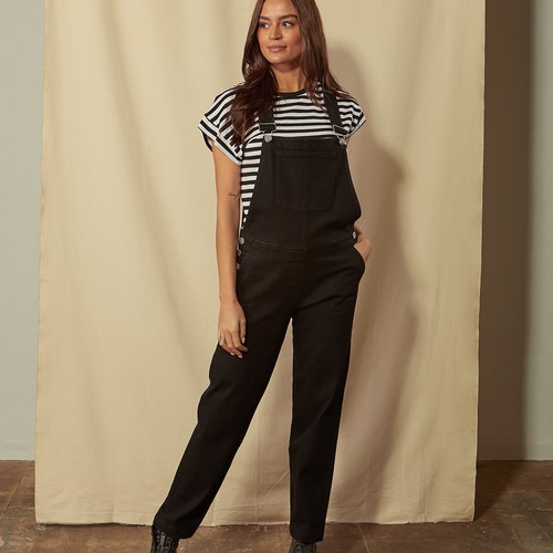 Black Denim Dungarees Regular Fit 