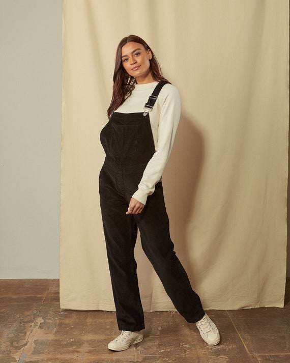 PRUE Corduroy Dungarees Loose Fit Black Etsy Singapore