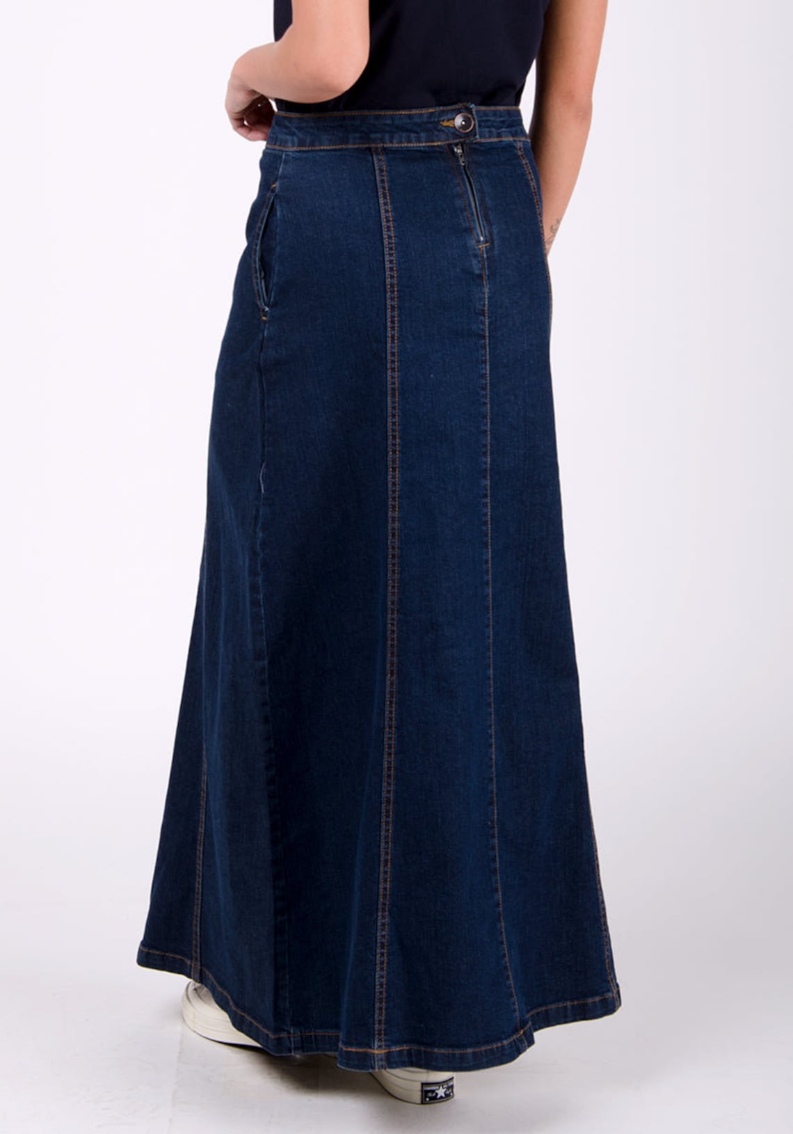 MATILDA Denim Maxi Skirt Dark Wash - Etsy