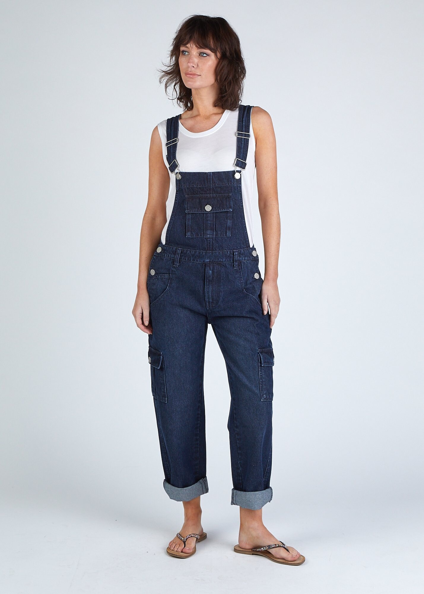 Image of Daphne Loose Fit Darkwash Dungarees