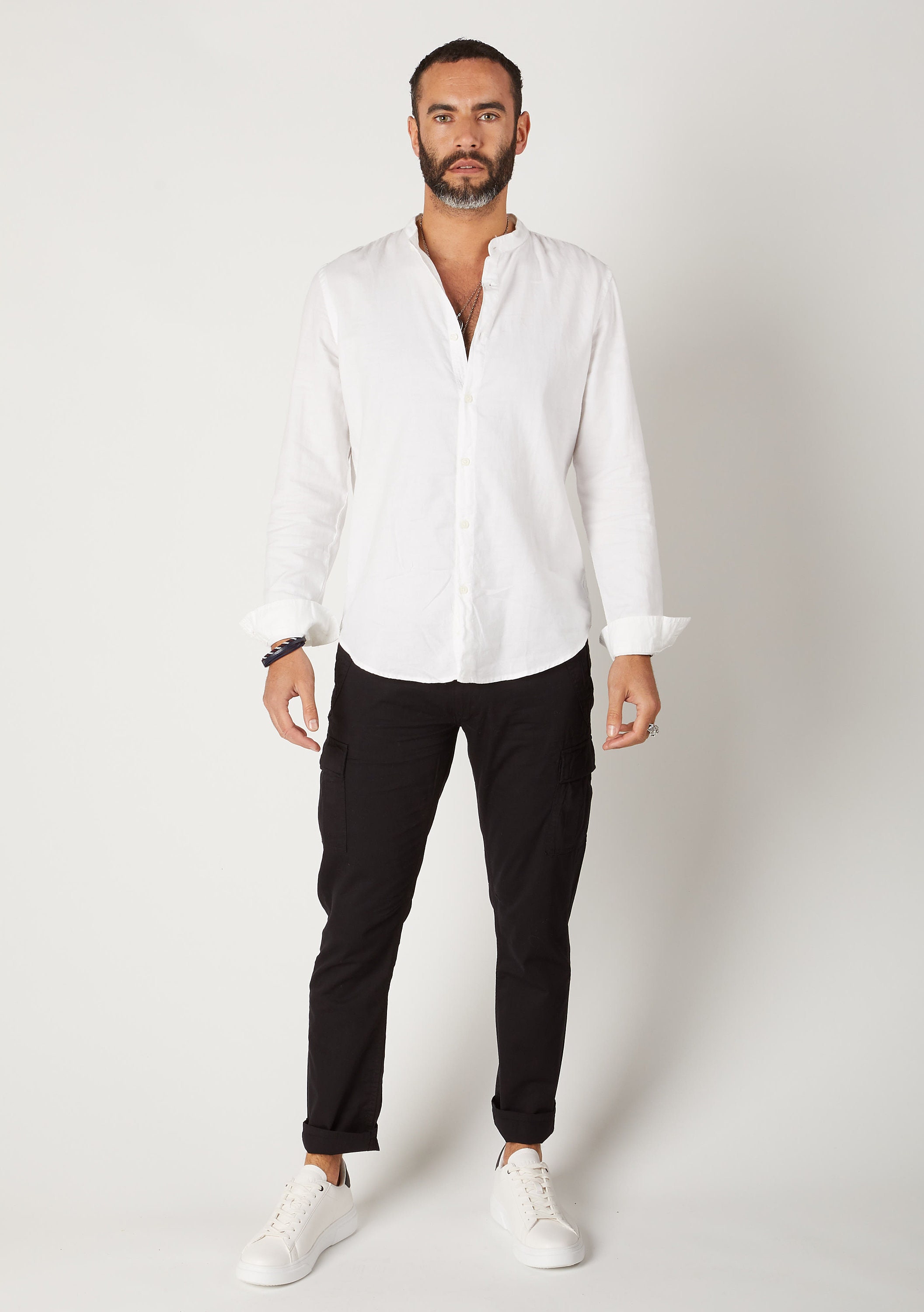 Image of Radcliffe Mens Organic Cotton Slim Fit Cargo Trousers - Black