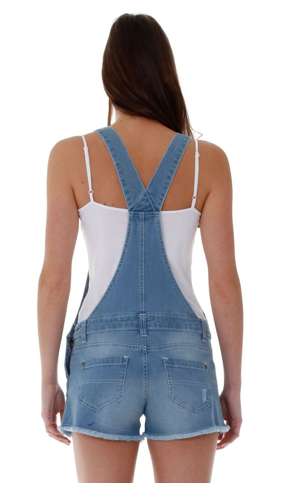 Ladies Denim Dungaree Shorts Light Wash Etsy