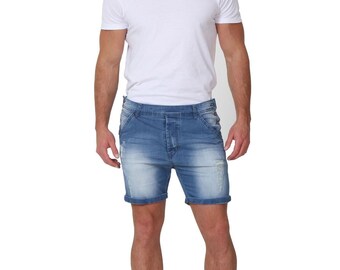 Mens Denim Dungaree Shorts With 