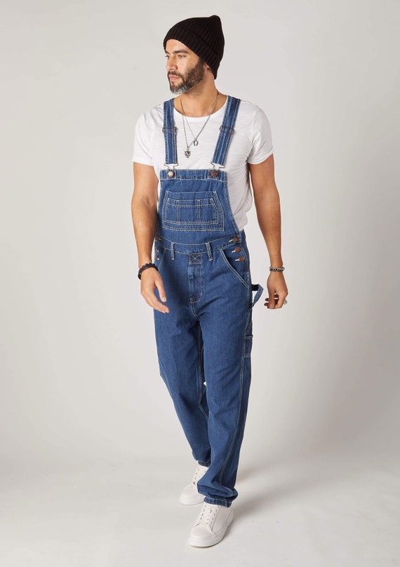 MADDOX Mens Relaxed Fit Denim Dungarees Stonewash -  Denmark