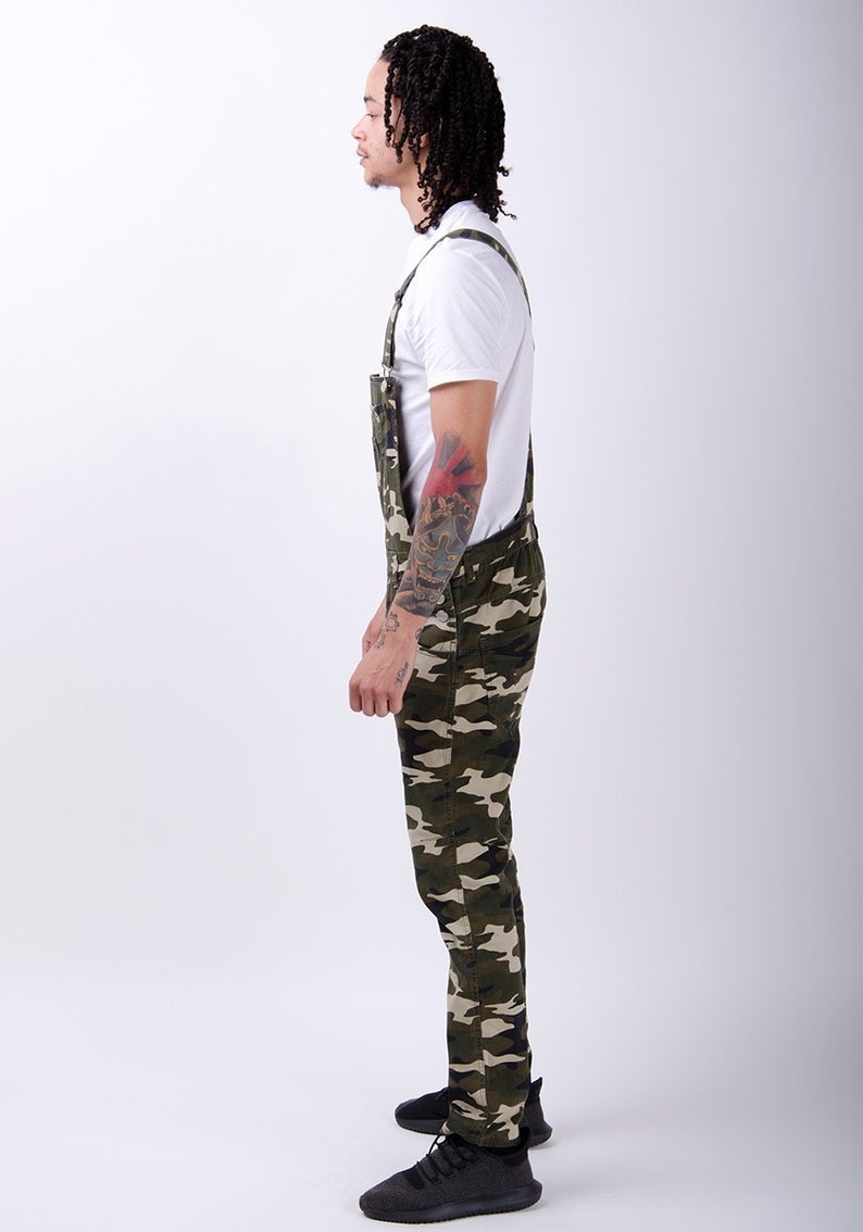 Mens Skinny Fit Dungarees  Camouflage image 4
