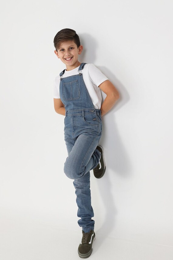slim fit denim dungarees