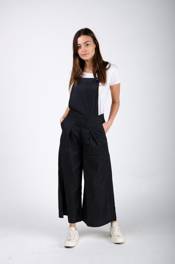 ladies black dungarees