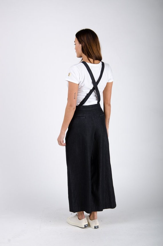 black culotte dungarees