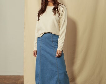 MATILDA Denim Maxi Skirt - Pale Wash