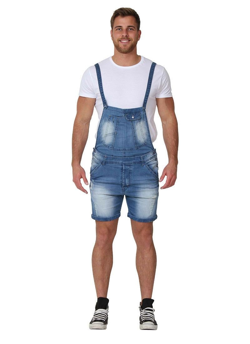 Rusty mens denim dungaree shorts 