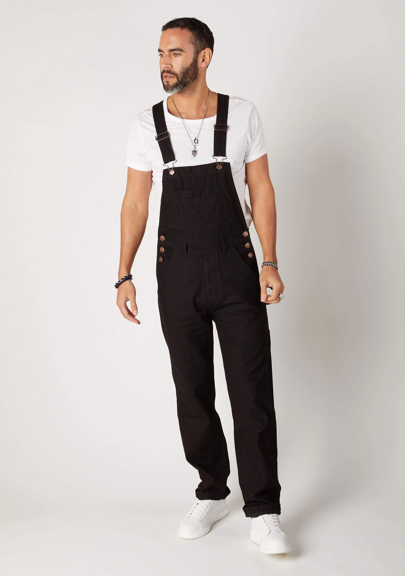 Mens overall shop shorts black