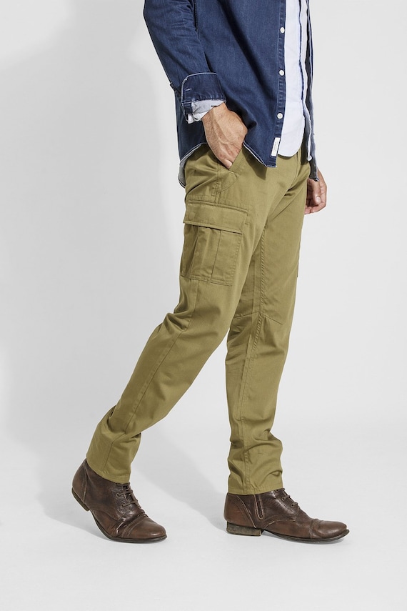 lightweight cotton cargo trousers mens