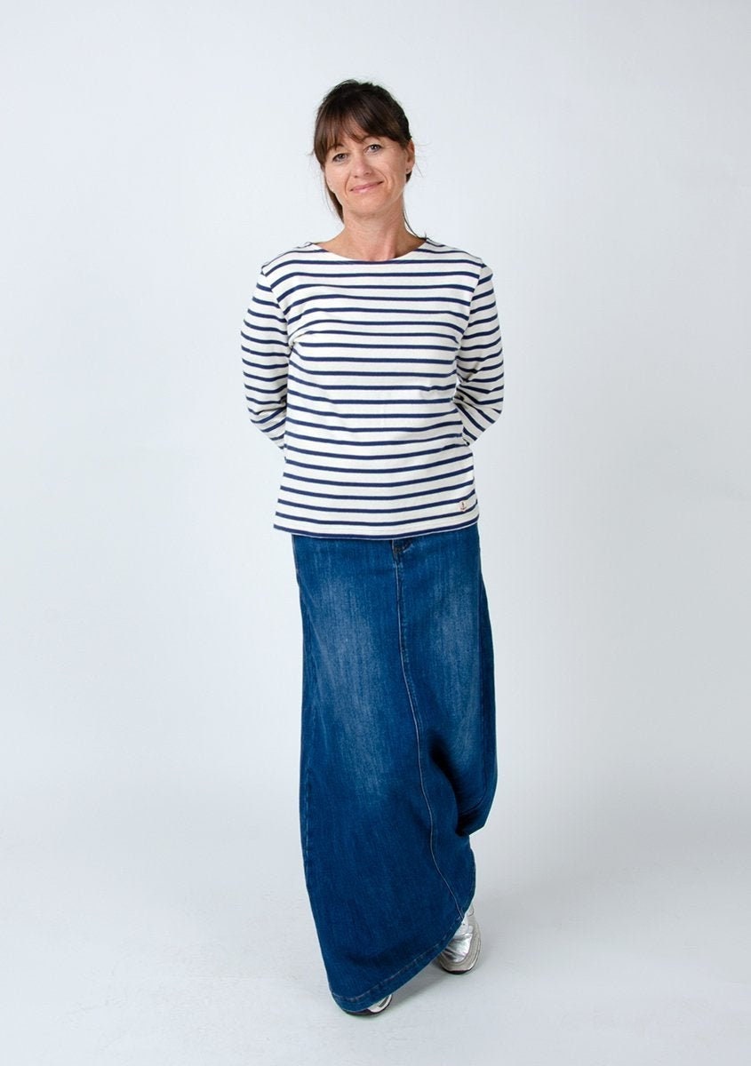 Image of Andrea Long Stonwash Denim Skirt