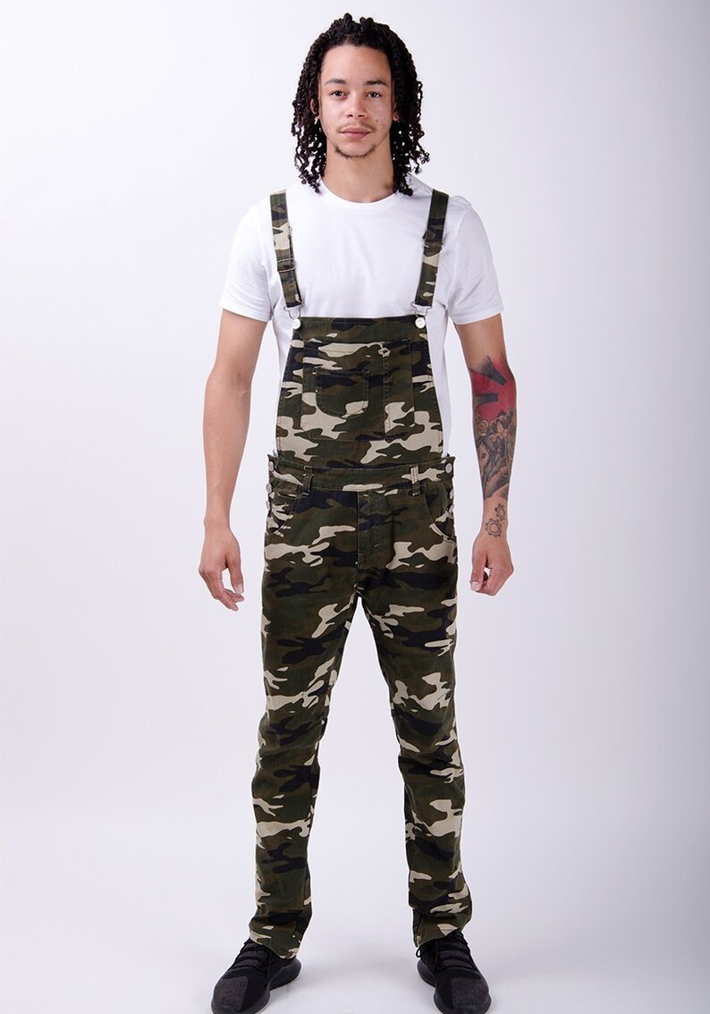 Mens Skinny Fit Dungarees  Camouflage image 2