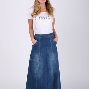 HEATHER Maxi Denim Skirt - Stonewash