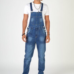 BERTIE Mens Relaxed Fit Dungarees Midwash