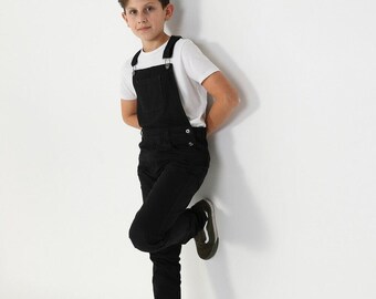 MATTHEW Slim Leg Bib Overalls for Boys - Black