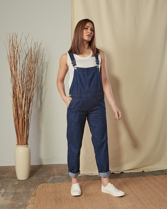 PRUE Regular Fit Denim Dungarees Blue 
