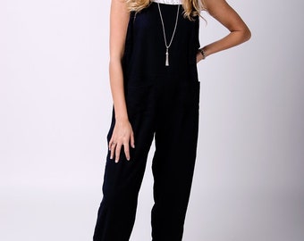 Roxanne Linen Jumpsuit - Black