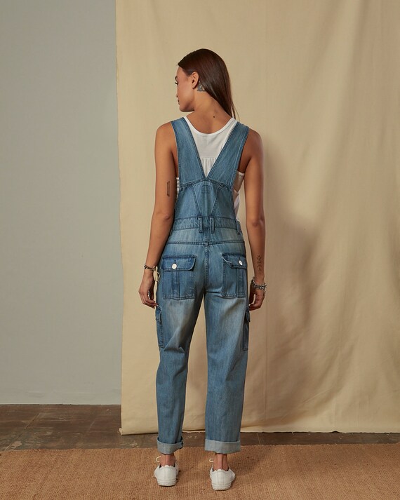 DAPHNE Relaxed Fit Stonewash Dungarees 