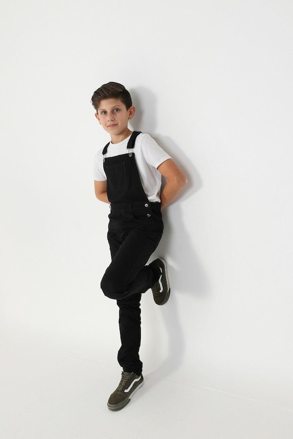 MATTHEW Slim Leg Bib Overalls for Boys Black Etsy Sweden
