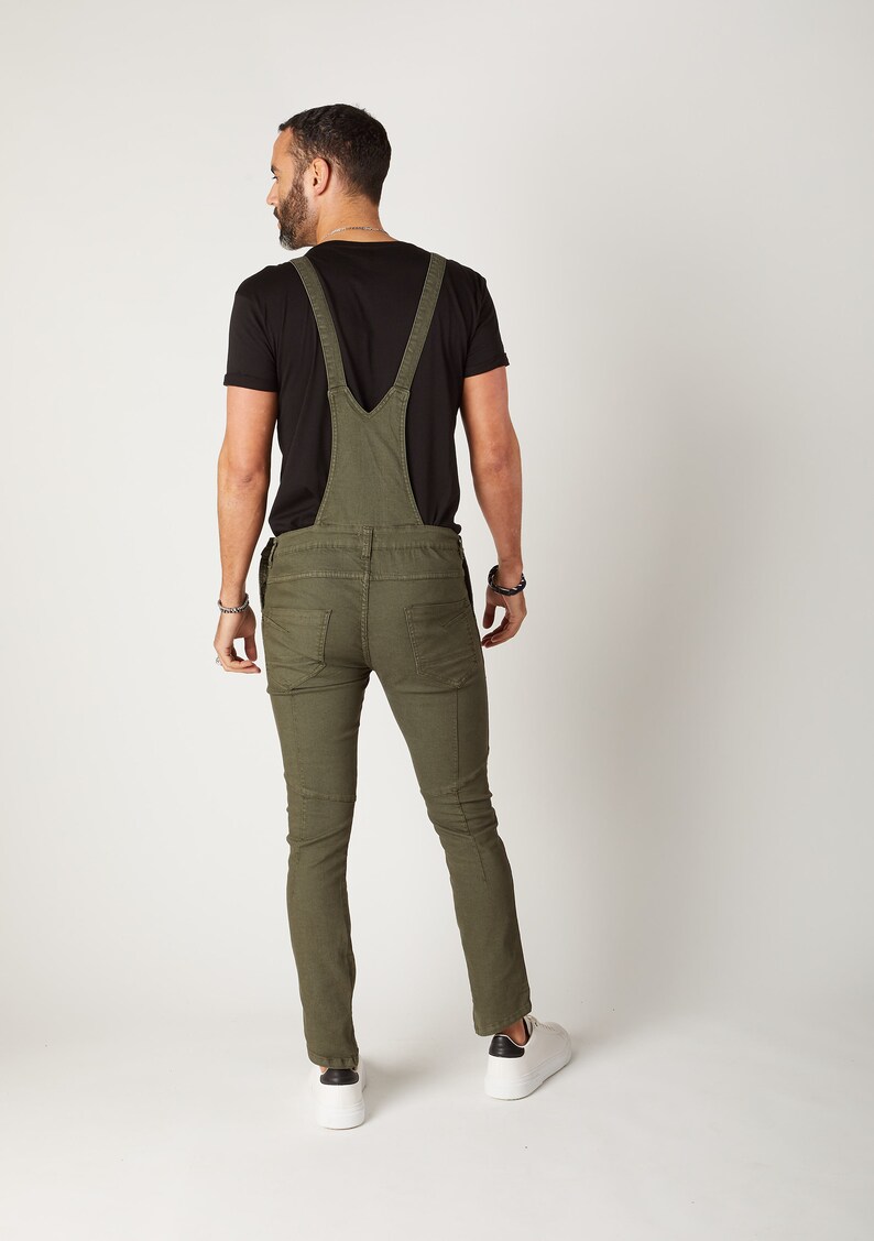 BURTON Mens Skinny Fit Dungarees Green image 2