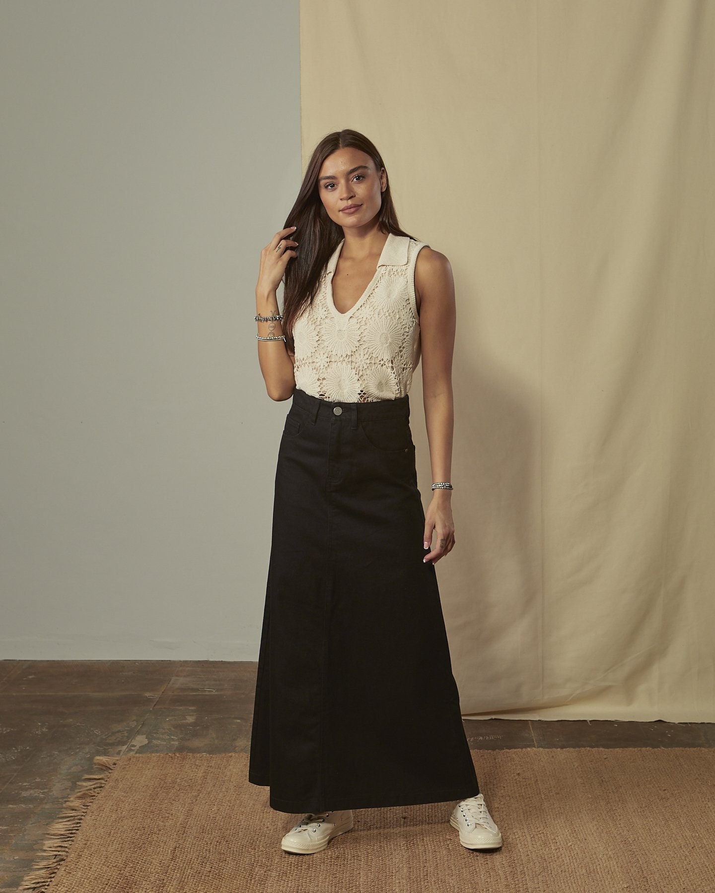 Long Black Denim Skirt Etsy — free download