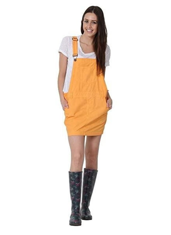 Oversized Dungaree Overall Dress Orange 